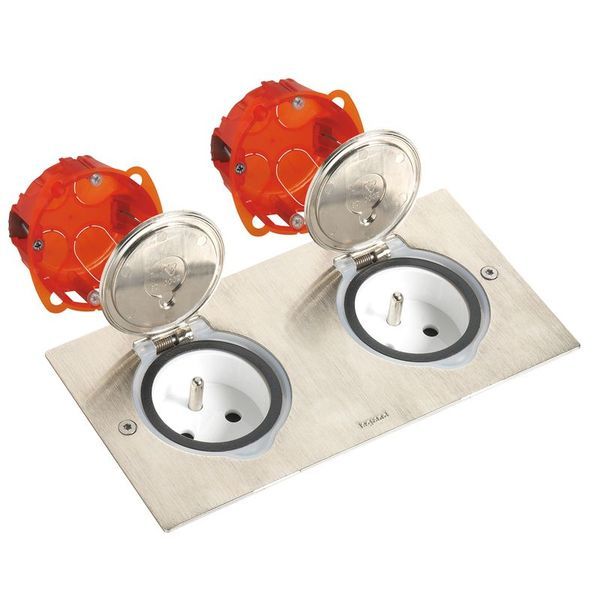 Double Prise De Sol Inox Étanche Ip44 Clapet De Protection + legrand 092111