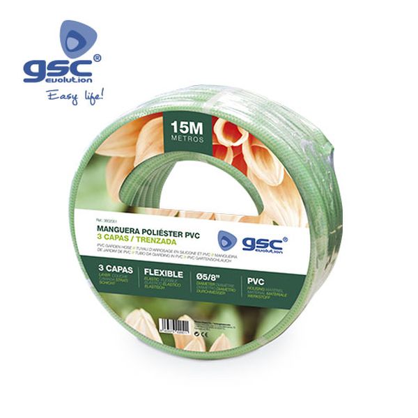Tuyau PVC 15M Ø5/8&quot;(15mm) 3 couches antitorsion- R | 003602051