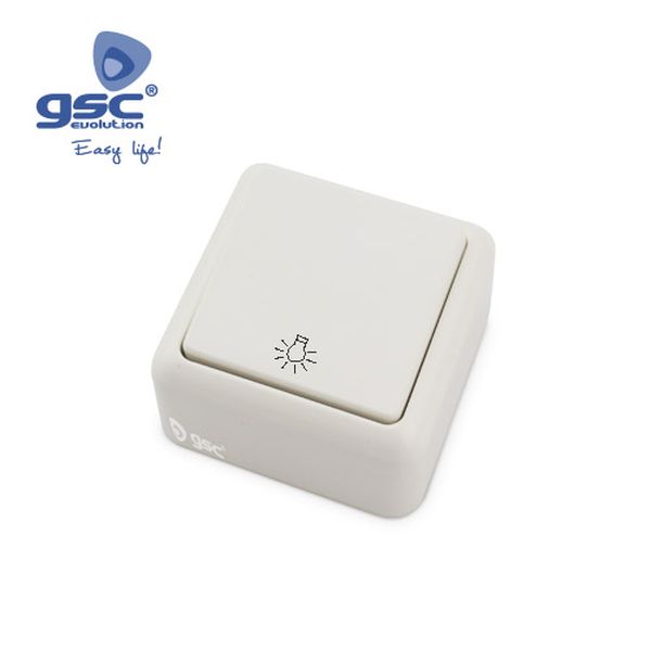 Interrupteur logo "lumière" Blanc 65x65mm 10A 250V | 000201026