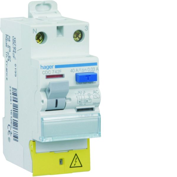 Interrupteur différentiel 2 poles 40 A 30 mA Type AC à Borne décalée CDC742F