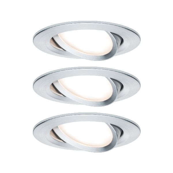 Kit enc Nova Coin rond orientable LED 3x6W 2700K 230V Alu tourné/Alu