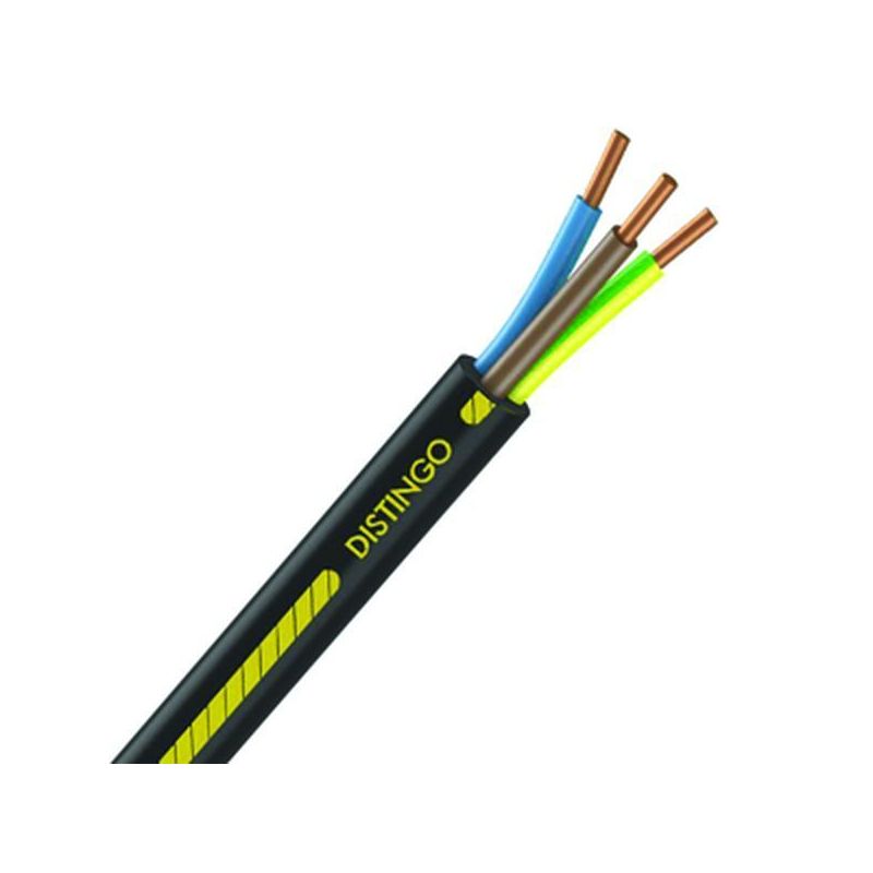 Câble électrique U-1000 R2V 3G2.5 mm2 cuivre rigide noir - couronne de 100m