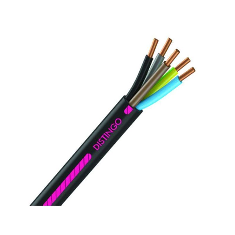 Câble électrique U-1000 R2V 5G1.5 mm2 cuivre rigide noir - couronne de 100m
