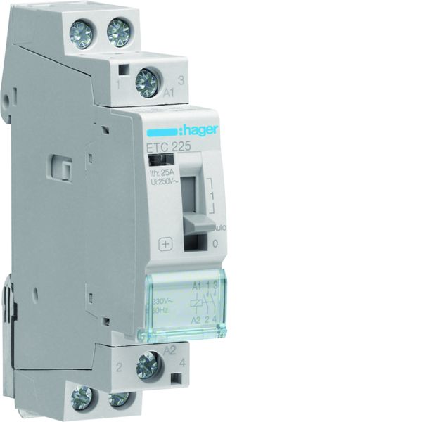 Contacteur Jour-Nuit 25A, 2F, 230V 1 module ETC225