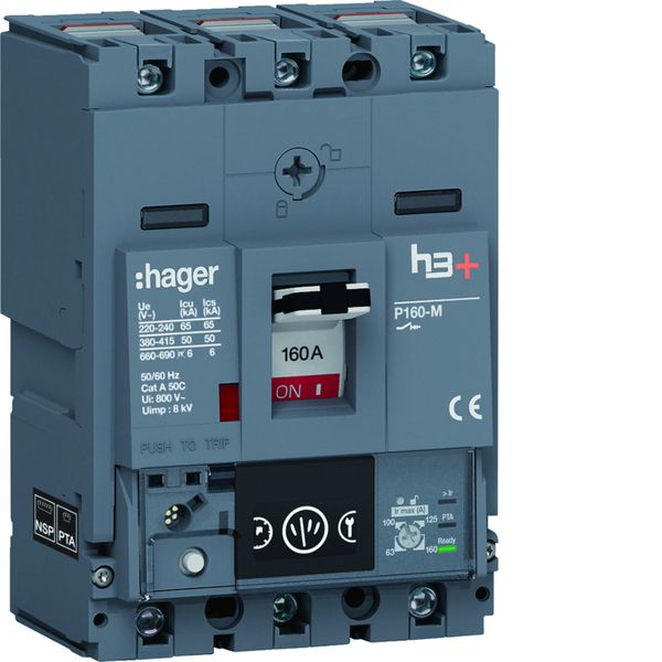 Disjoncteur Boitier Moulé h3+ P160 ENERGY 3P3D In160A Icu50kA à cage HMS160NC