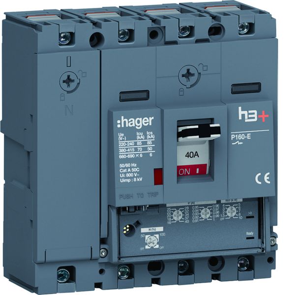 Disjoncteur Boitier Moulé h3+ P160 LSNI 4P In40A Icu70kA à cage HES041GC