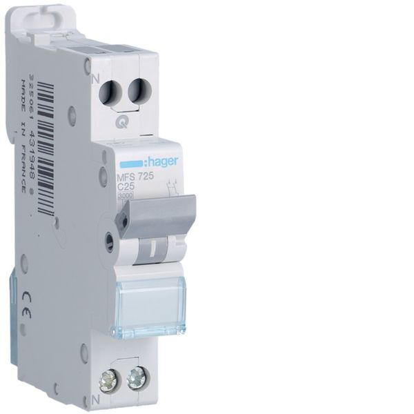 Disjoncteur Phase+ Neutre 25A 3kA Courbe C connexion automatique SanVis 1 Module MFS725
