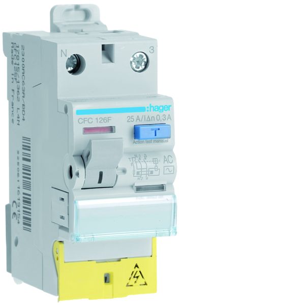 Interrupteur différentiel 25A 300mA 1P+N type AC 50/60Hz à bornes décalées CFC126F