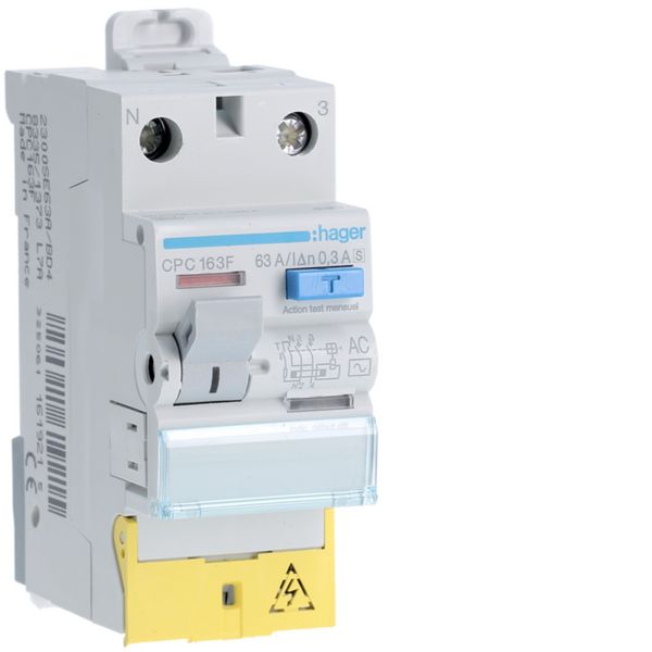 Interrupteur différentiel 63A 300mA 1P+N type AC SEL à bornes décalées CPC163F