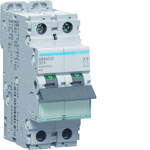 Disjoncteur magnétique 2P 20kA 32A 400V access. indicateur IEC 947-2 MMN232