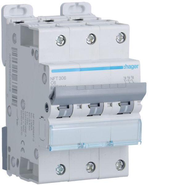 Disjoncteur 6A 3P 6-10kA Courbe C 3module NFT306