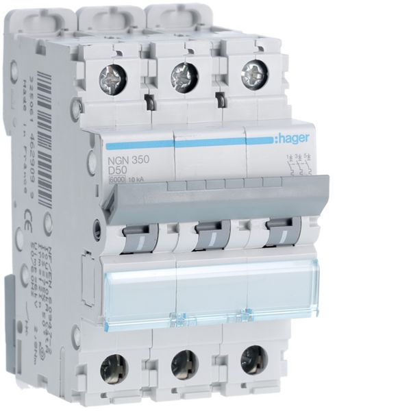 Disjoncteur 50A 3P 6-10kA Courbe D 3modules NGN350