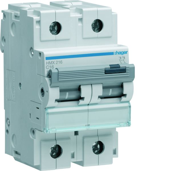 Disjoncteur 16A 2P 50kA Courbe C 3modules HMX216