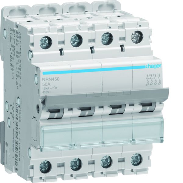 Disjoncteur 50A 4P 15kA Courbe C 4modules NRN450