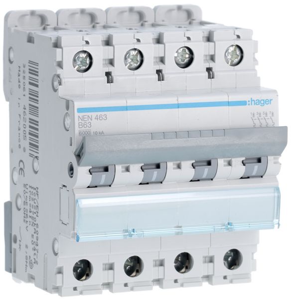 Disjoncteur 63A 4P 6-10kA Courbe B 4modules NEN463