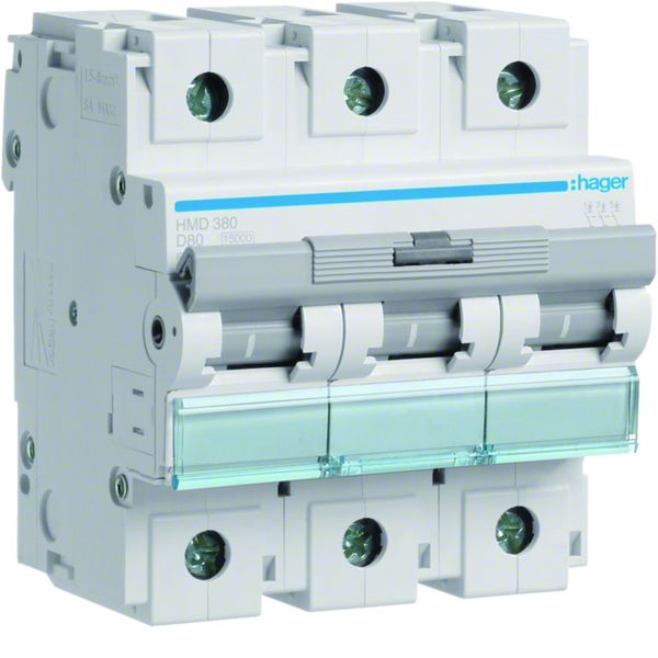 Disjoncteur 80A 3P 15kA Courbe D 4,5modules HMD380
