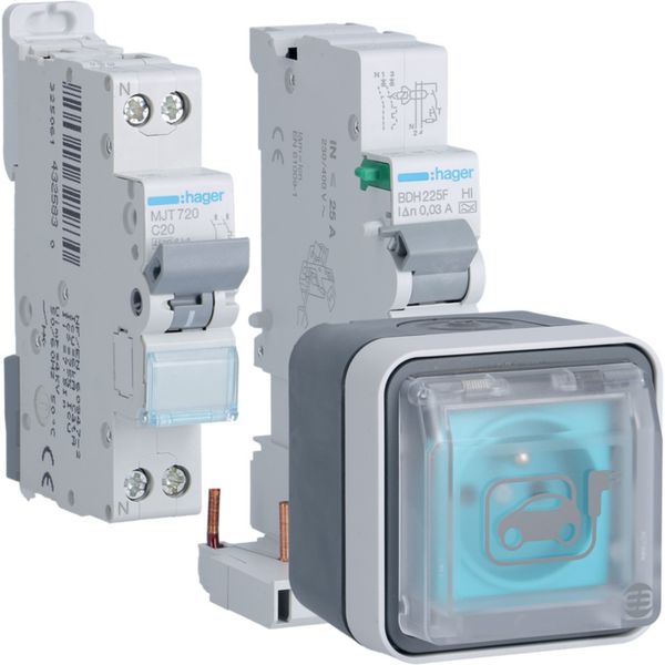 Prise witty, IP55, 3,7KW, 2P+T, Mode 2 + disjoncteur, pour véhicules électriques XEV080P