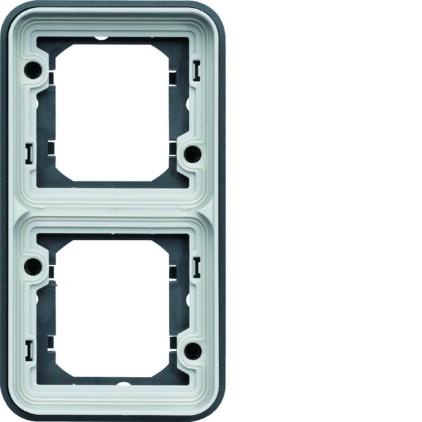 Support double étanche Cubyko pour montage encastré vertical, IP55, Gris WNA408