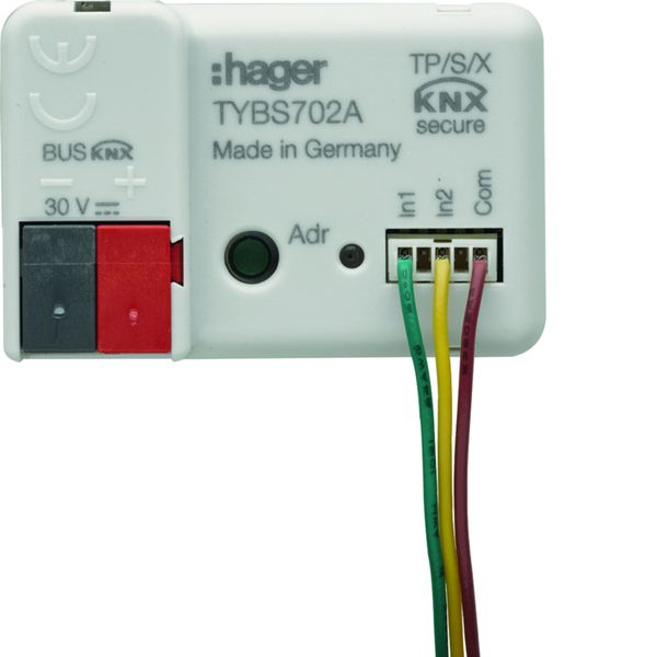 micromodule filaire 2 entrées contacts libres de potentiel, EASY/ETS, KNX Secure TYBS702A