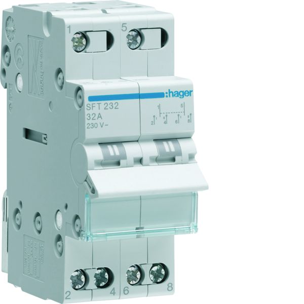 Inverseur sans point zéro commun amont 32A 2P 230 - 230VAC 2 module SFH232