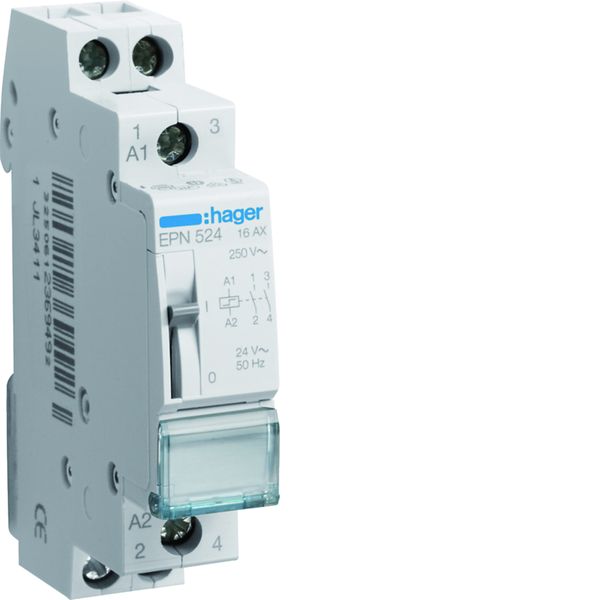 Télérupteur 2F 24V 16A 1 module EPN524