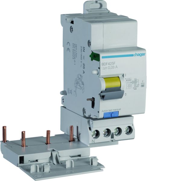 Bloc différentiel 25A 30mA 3P+N type F à bornes décalées BDF425F