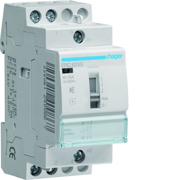 Contacteur silencieux à commande manuelle 2M, 25A, 2F, 230V ERC625S