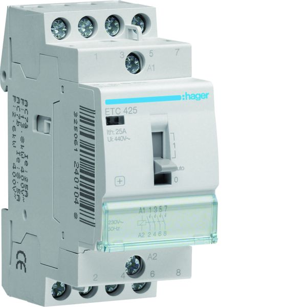 Contacteur Jour-Nuit 25A, 4F, 230V 2 module ETC425