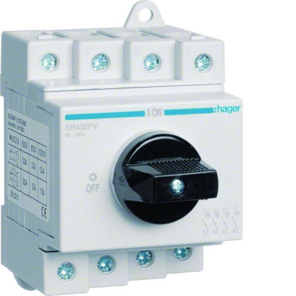 Interrupteur DC 4P 1000V 32A 3,50 modules SB432PV
