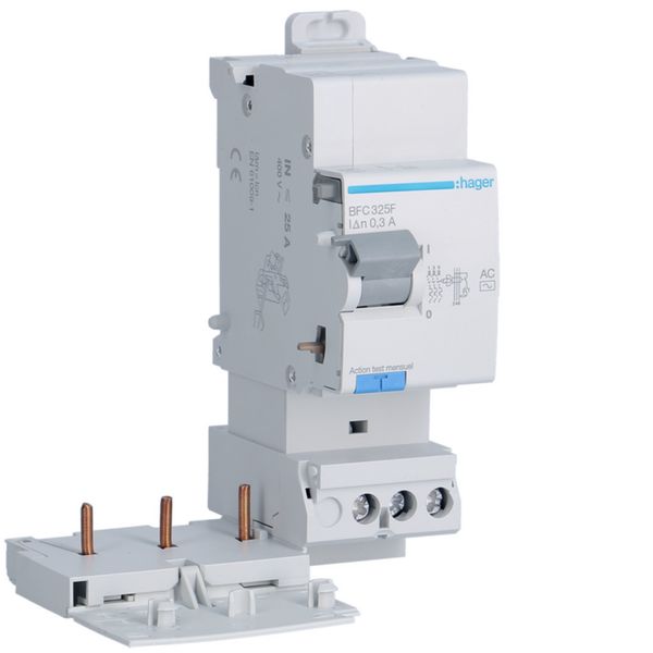 Bloc différentiel 25A 300mA 3P type AC à bornes décalées BFC325F