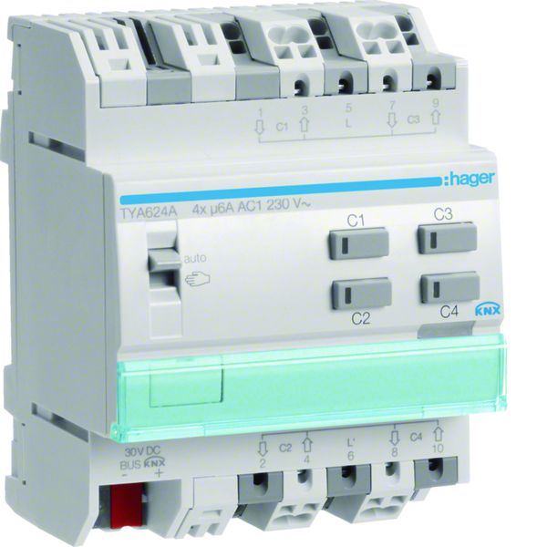 Actionneur KNX 4 moteurs volets et stores à bannes pour moteur 6A/230V TYA624A