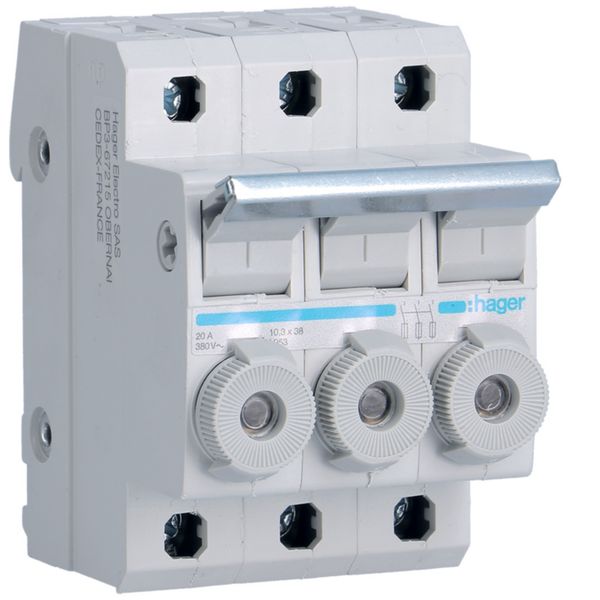 Porte-fusible combiné 3P 20A 380V L38 3M avec cartouche L95300