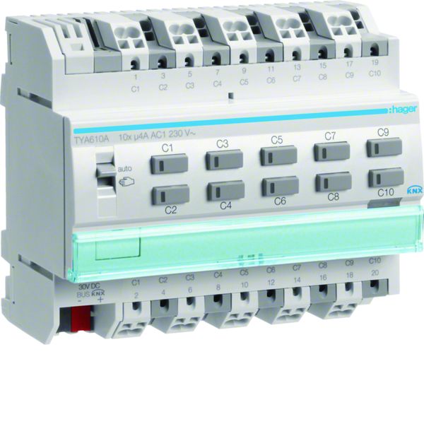 Actionneur KNX 10 sorties 4A/230V configuration Mode ETS uniquement TYA610A