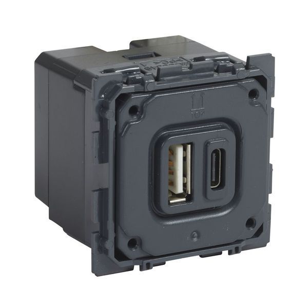 Chargeur 2 Usb Céliane Type-A + Type-C 3A 15W legrand 067465