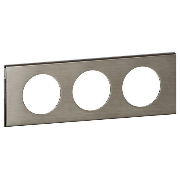 Plaque Céliane Matières 3 Postes Finition Inox Brossé legrand 069103