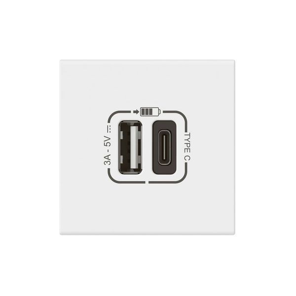 Chargeur Usb Double Mosaic Link 2M Type A+C Blanc legrand 077570L