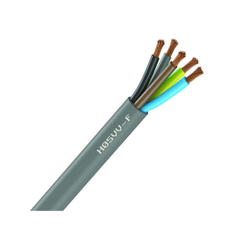 Câble Électrique Souple H05 VV-F Gris 5G1.5 mm² - Couronne De 50M