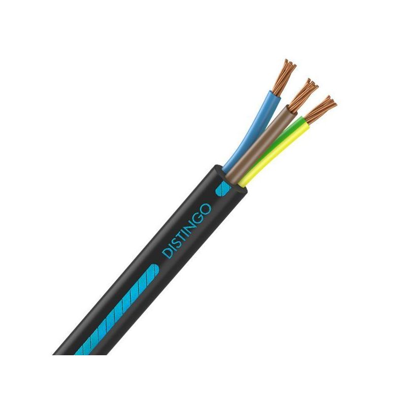 Câble électrique U-1000 R2V 3G6 mm2 cuivre rigide noir - couronne de 50m