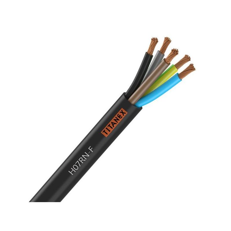 Câble électrique H07RN-F 5G1 mm² souple noir cuivre - couronne de 50m