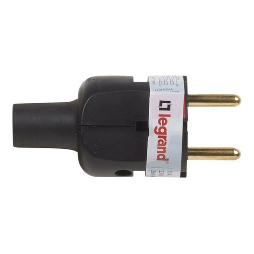 [LEG050181] Fiche Caoutchouc 2P 16A Avec Étiquette Avec Gencod Noir legrand 050181