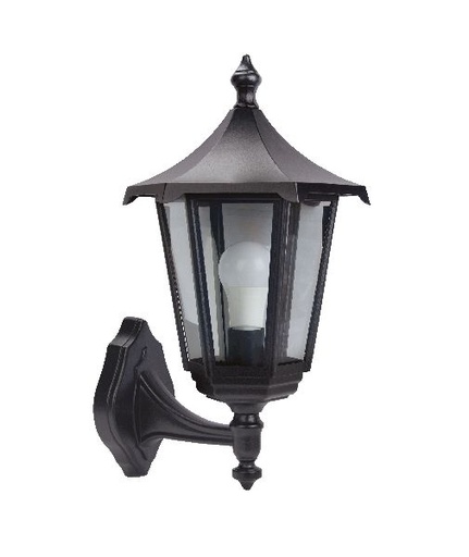 [ARI3032] Monaco - appl. mur ext. (bas) ip43 ik02, noir, e27 100w max., lampe no - 3032