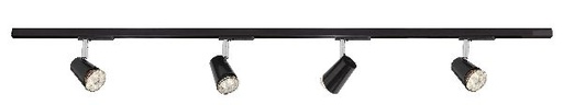 [ARI4164] Judy-rail 1all. 029 +4 spots gu10, noir, a/lpes led 5,5w 3000k 410lm d - 4164