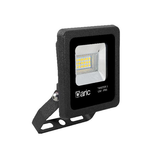 [ARI50821] Twister 3 - proj. ext. ip65 ik08, noir, 90° led intégré 12w 3000k 1450 - 50821