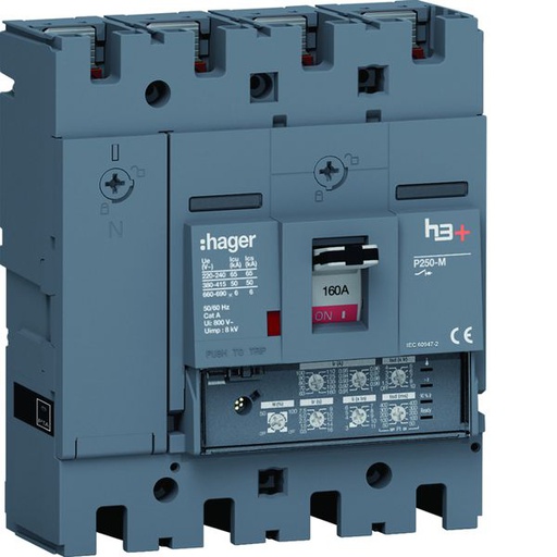 [HAG-HMT161JR] Disjoncteur Boitier Moulé h3+ P250 LSI 4P In160A Icu50kA à plage HMT161JR