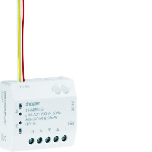 [HAG-TRM692G] micromodule 1 sortie volet roulant + 2 entrées boutons poussoirs, KNX radio TRM692G
