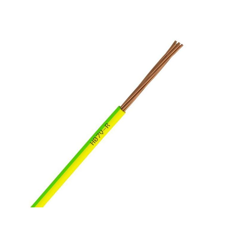 Fil électrique H07VR 6 mm2 rigide vert-jaune - couronne de 100m