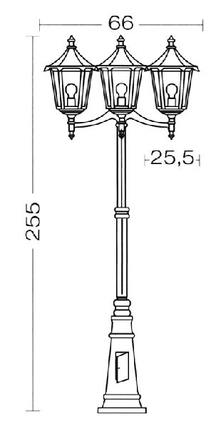 Monaco -lant.+mat ip43 ik02, vert, e27 3x100w max., lampe non incl., h - 3075