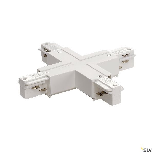 EUTRAC®, connecteur en X, intérieur, pour rail 3 allumages en saillie, blanc 1001522