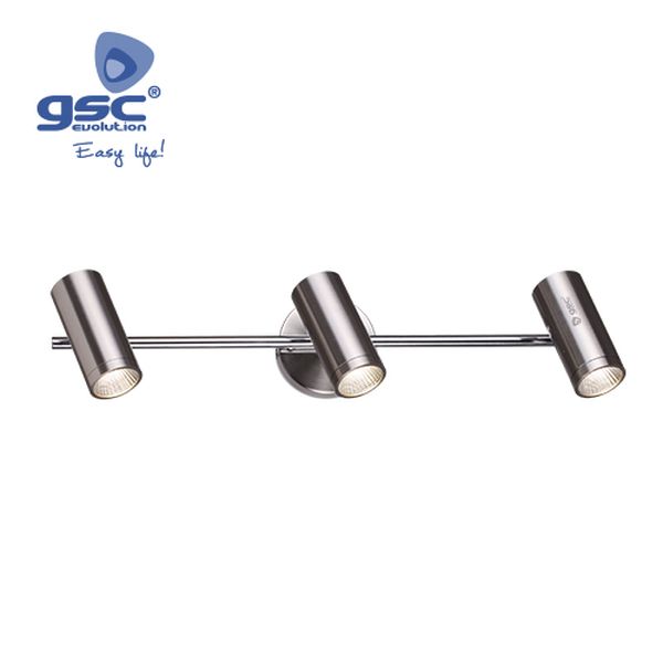Plafonnier triple linéaire GU10 Max.60W Nickel sat | 000705205