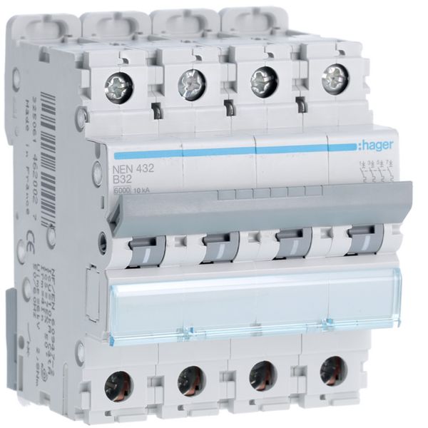 Disjoncteur 32A 4P 6-10kA Courbe B 4modules NEN432